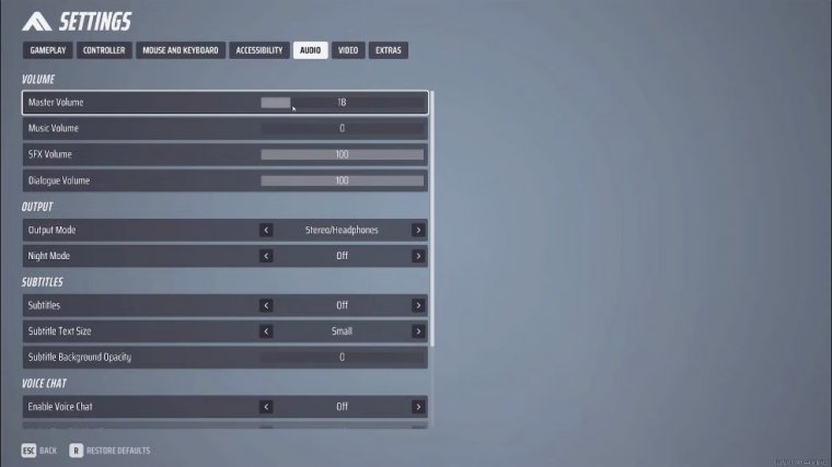 Audio settings
